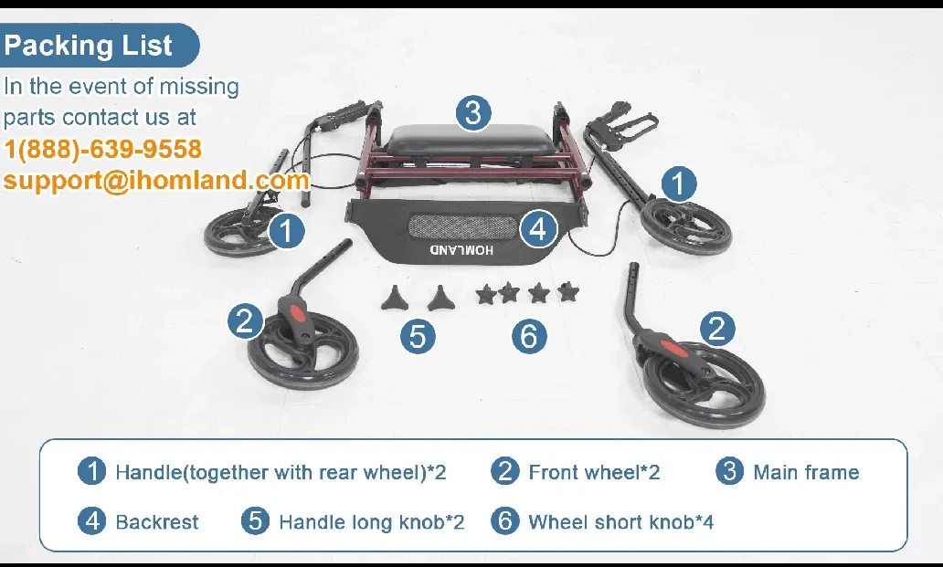 Homland Rollator Walker with Seat - Red image indicator(8)