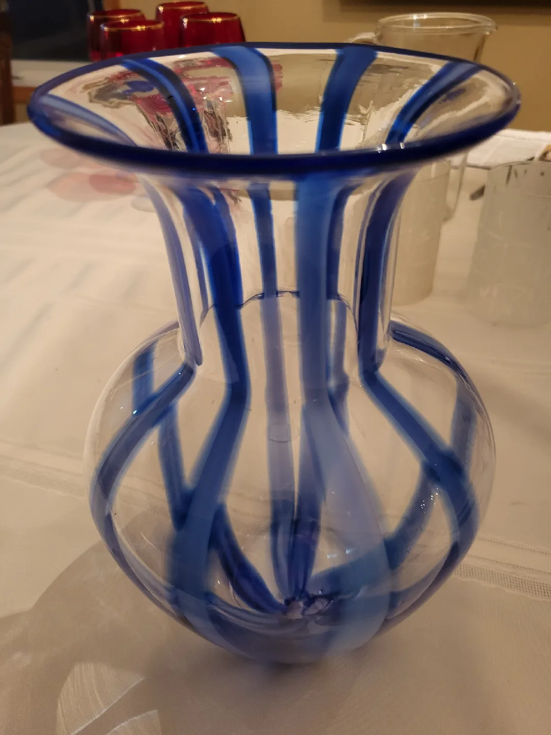 Blue & Clear Art Glass Vase thumbnail