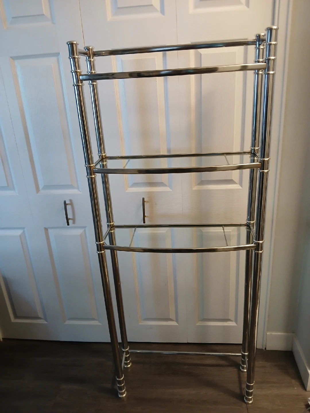 Chrome Towel Rack with Glass Shelves