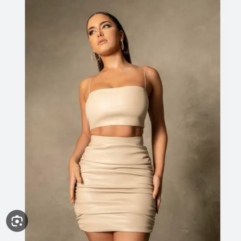 Meshki PU Leather Cream Top Size XS thumbnail