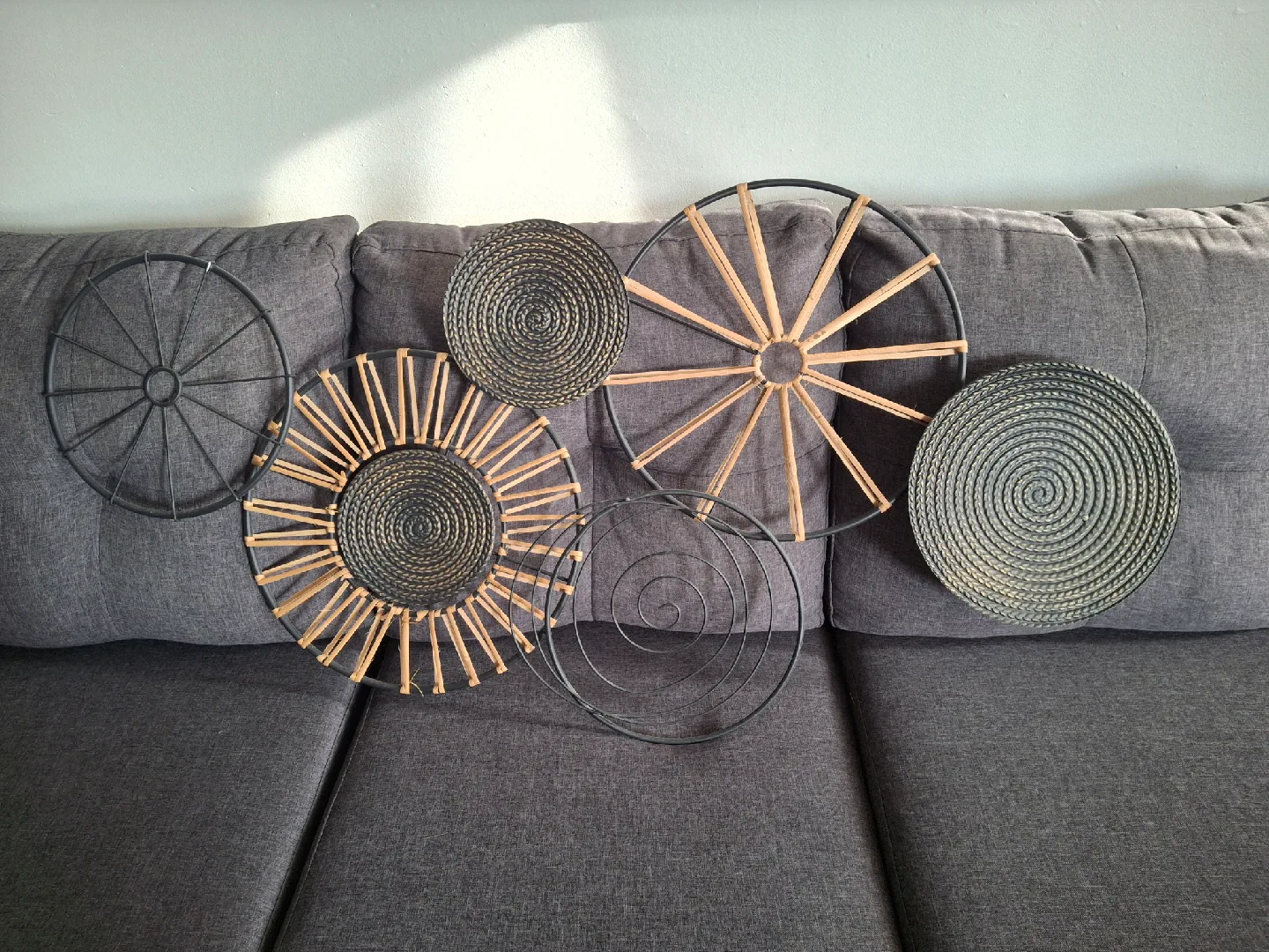 Round Woven Wall Decor Set - Black & Natural