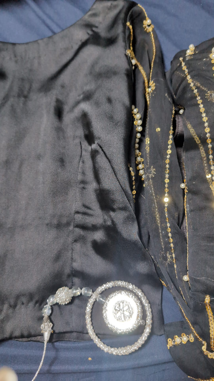 Black & Gold Embellished Saree - photo 2