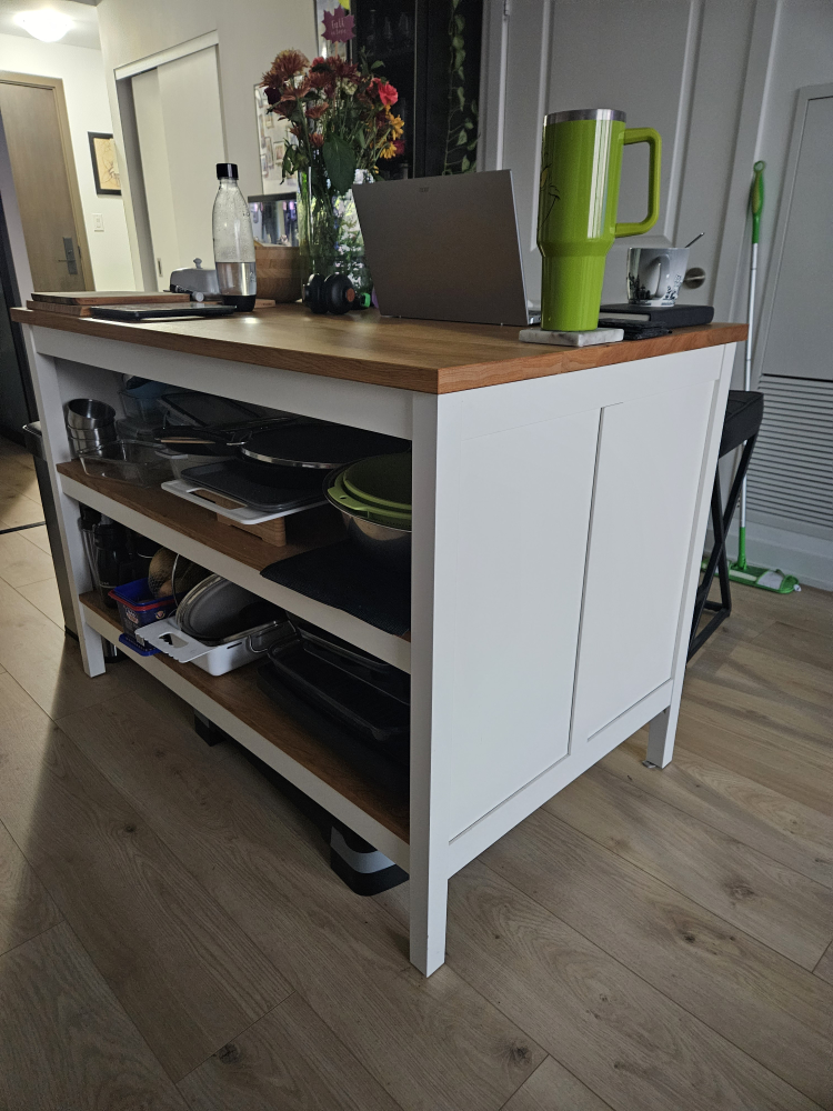 IKEA Tornviken Kitchen Island & Black Bar Stools - photo 2