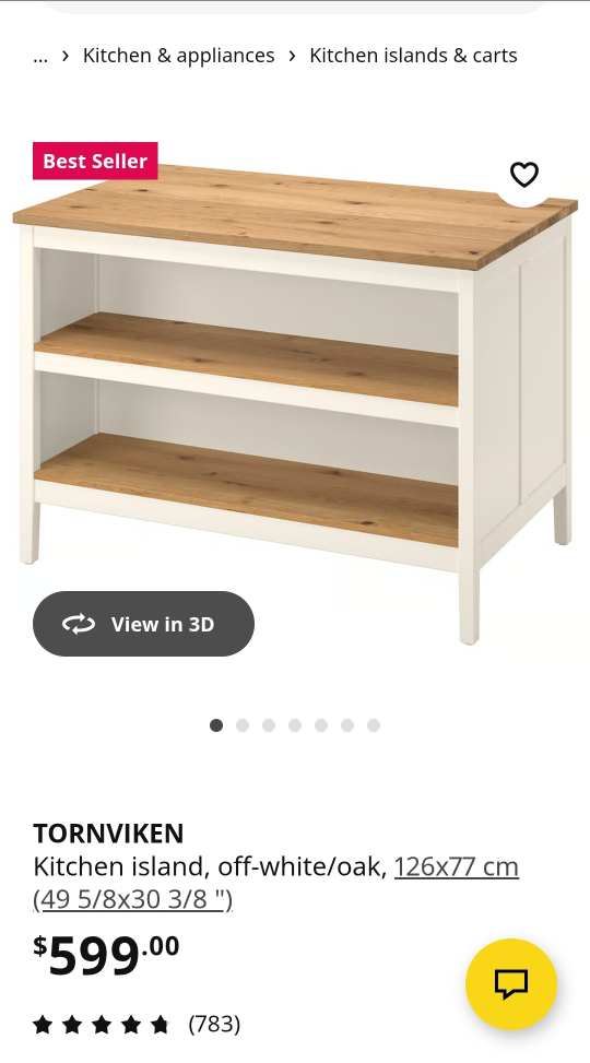 IKEA Tornviken Kitchen Island & Black Bar Stools - photo 3