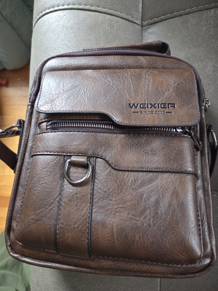 Weixier Brown Leather Messenger Bag