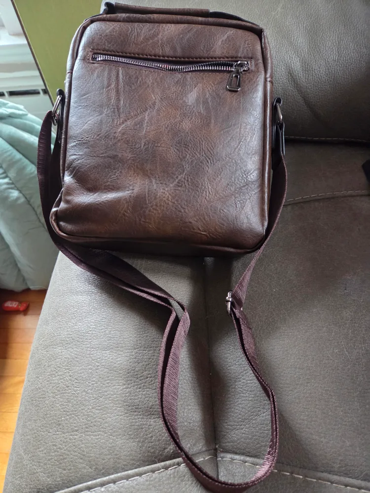 Weixier Brown Leather Messenger Bag image indicator(2)