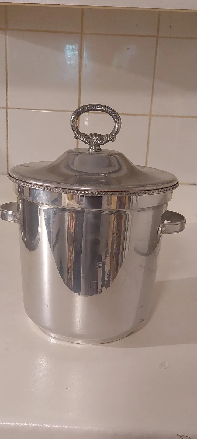 Vintage Silver Ice Bucket with Lid thumbnail