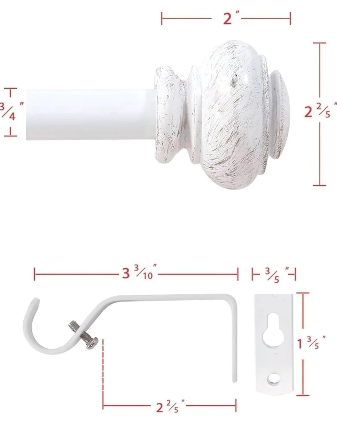 H.VERSAILTEX White Curtain Rods 16.2" to 121.8" 3/4" Diameter image indicator(7)