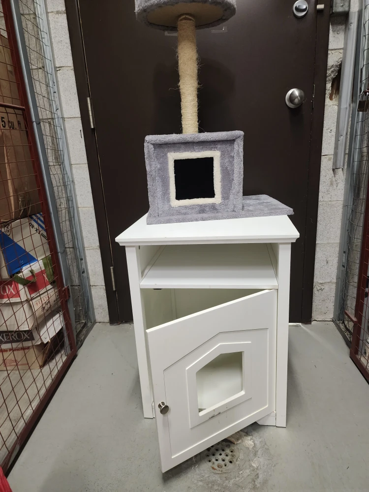 Cat Tree and White Side Table