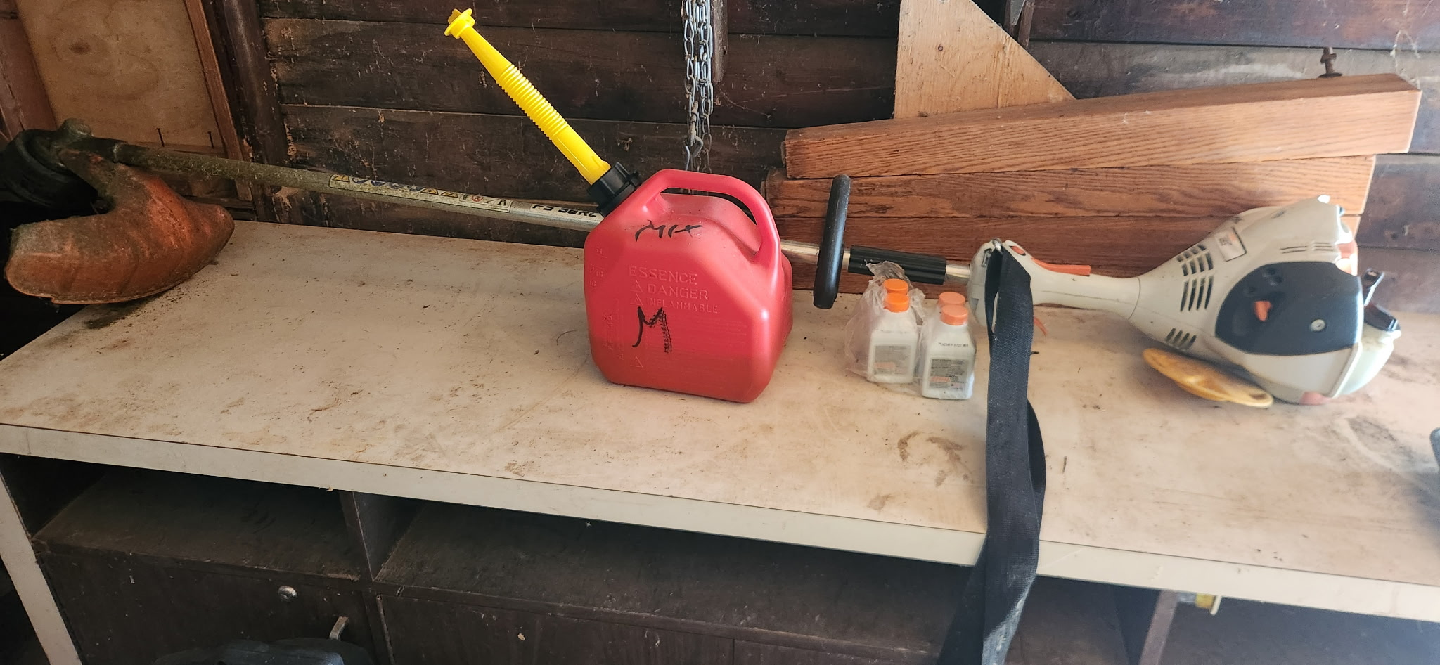 Gas Can, Weed Eater and Oil