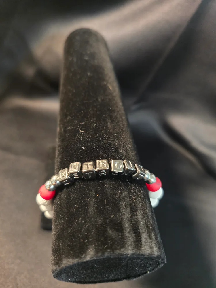 Handmade Detroit Bracelet - Red, White, Black image indicator(3)