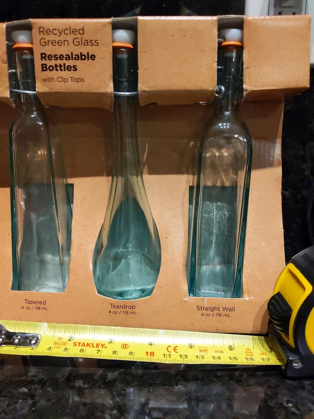 Recycled Green Glass Resealable Bottles with Clip Tops