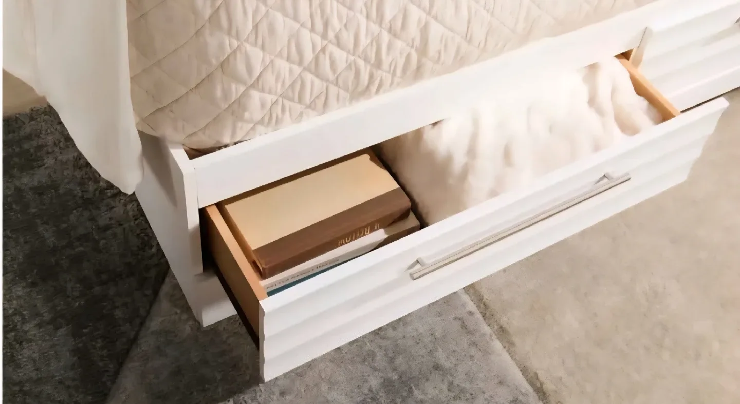 White Bed Frame with Storage Drawers image indicator(3)