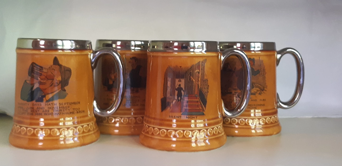 4 Vintage British Beer Steins