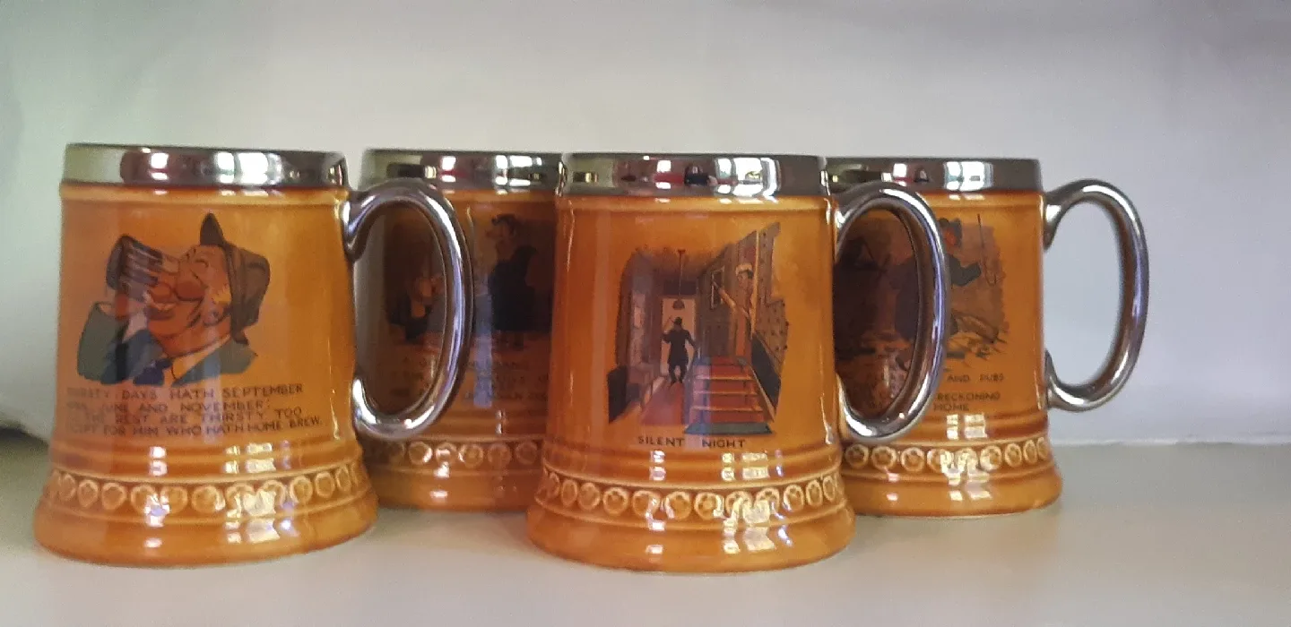 4 Vintage British Beer Steins thumbnail