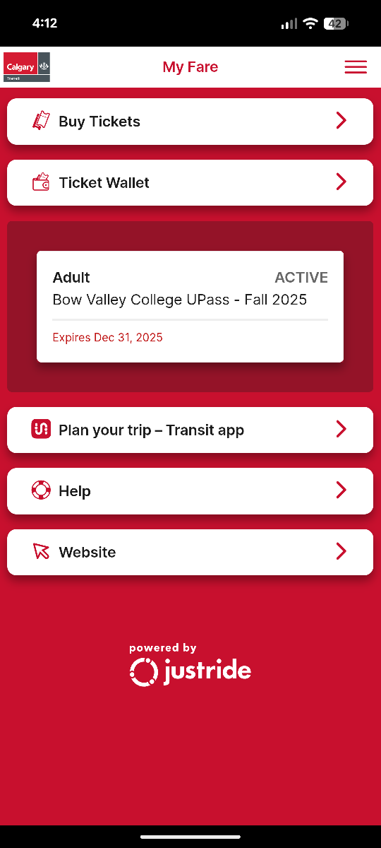 Calgary Transit Bow Valley College UPass - Fall 2025