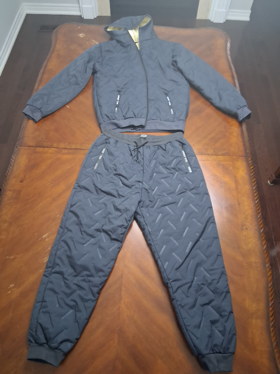 Men's Grey Quilted Tracksuit with Fleece Lining - photo 2