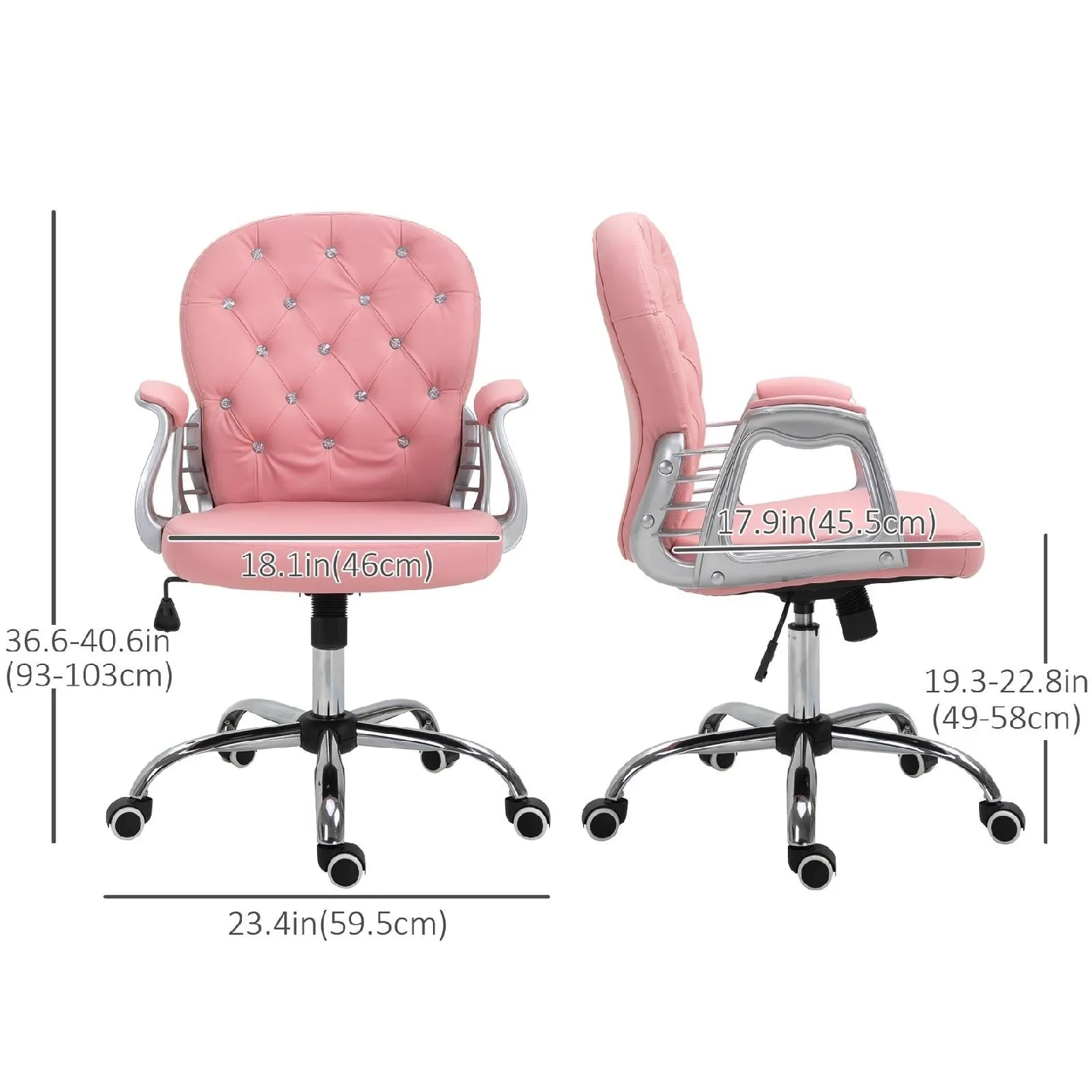 Pink Tufted Swivel Office Chair image indicator(2)
