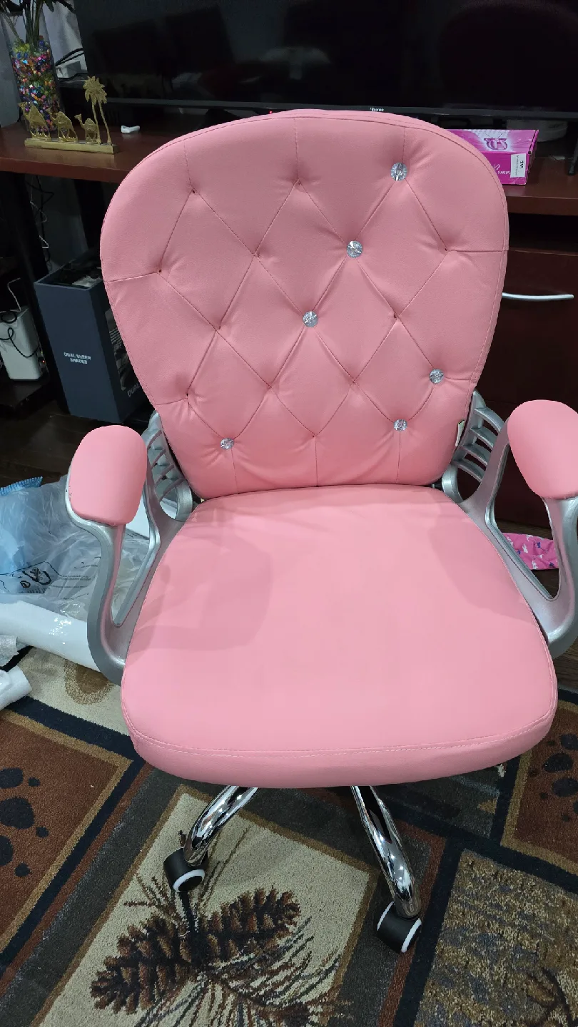 Pink Tufted Swivel Office Chair image indicator(5)