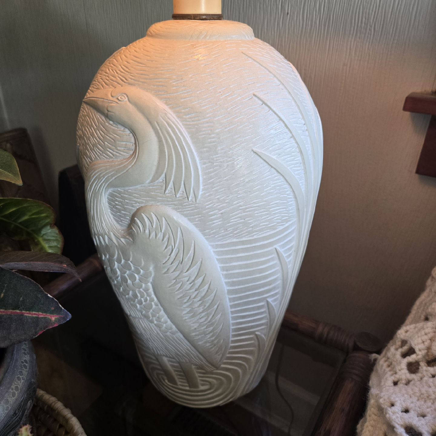 Vintage 1970s Dayle Rushall Palm Beach Heron Coastal Lamp.  - photo 3