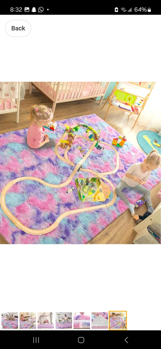 Rainbow Shaggy Rug - Kids Play rug image indicator(4)