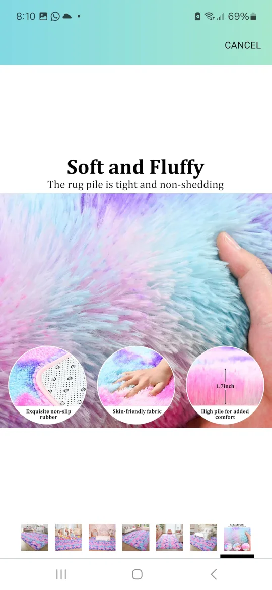 Rainbow Shaggy Rug - Kids Play rug image indicator(7)