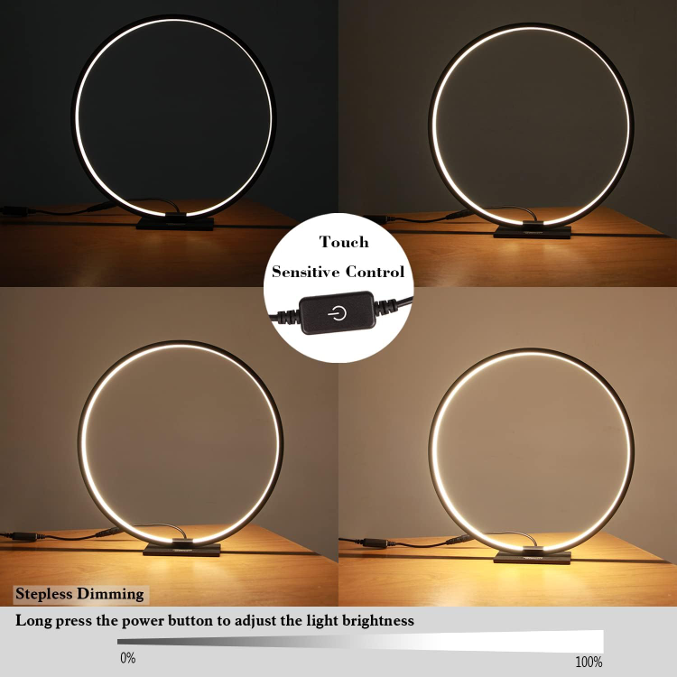 Modern Circle Table Lamp LED Warm Light Nightstand - photo 2
