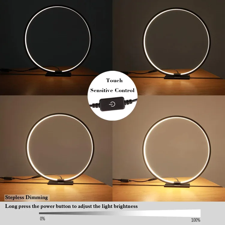 Modern Circle Table Lamp LED Warm Light Nightstand image indicator(2)