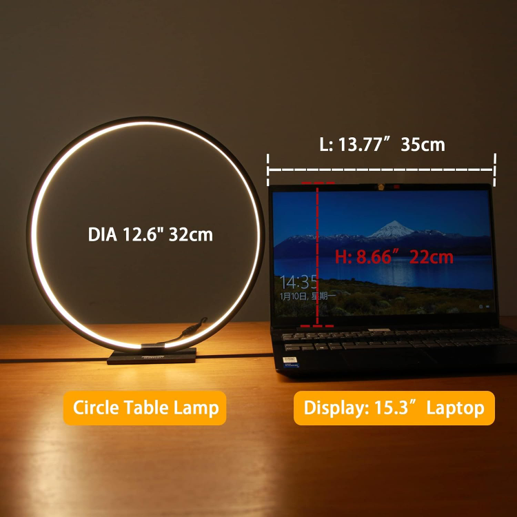Modern Circle Table Lamp LED Warm Light Nightstand - photo 4