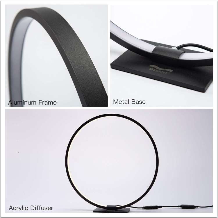 Modern Circle Table Lamp LED Warm Light Nightstand - photo 5