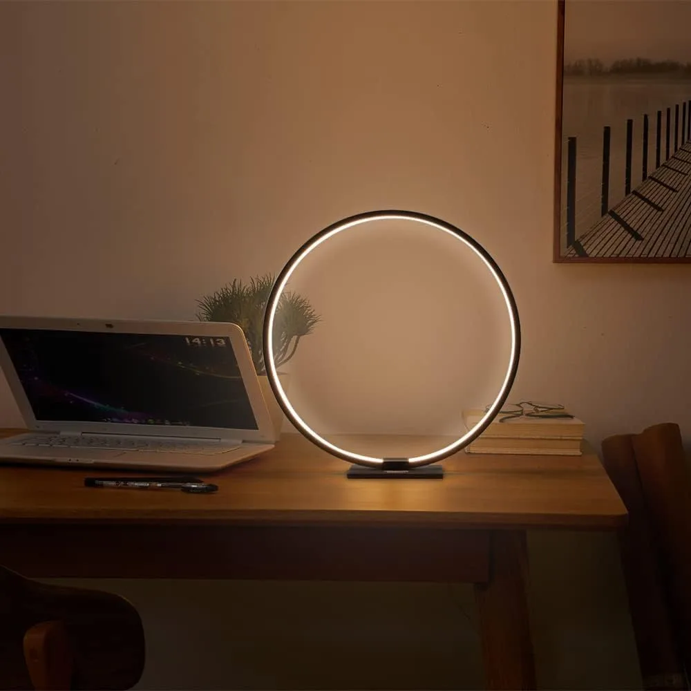 Modern Circle Table Lamp LED Warm Light Nightstand image indicator(6)