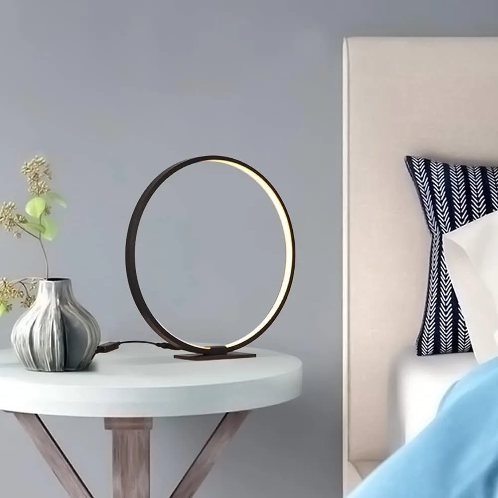 Modern Circle Table Lamp LED Warm Light Nightstand image indicator(7)