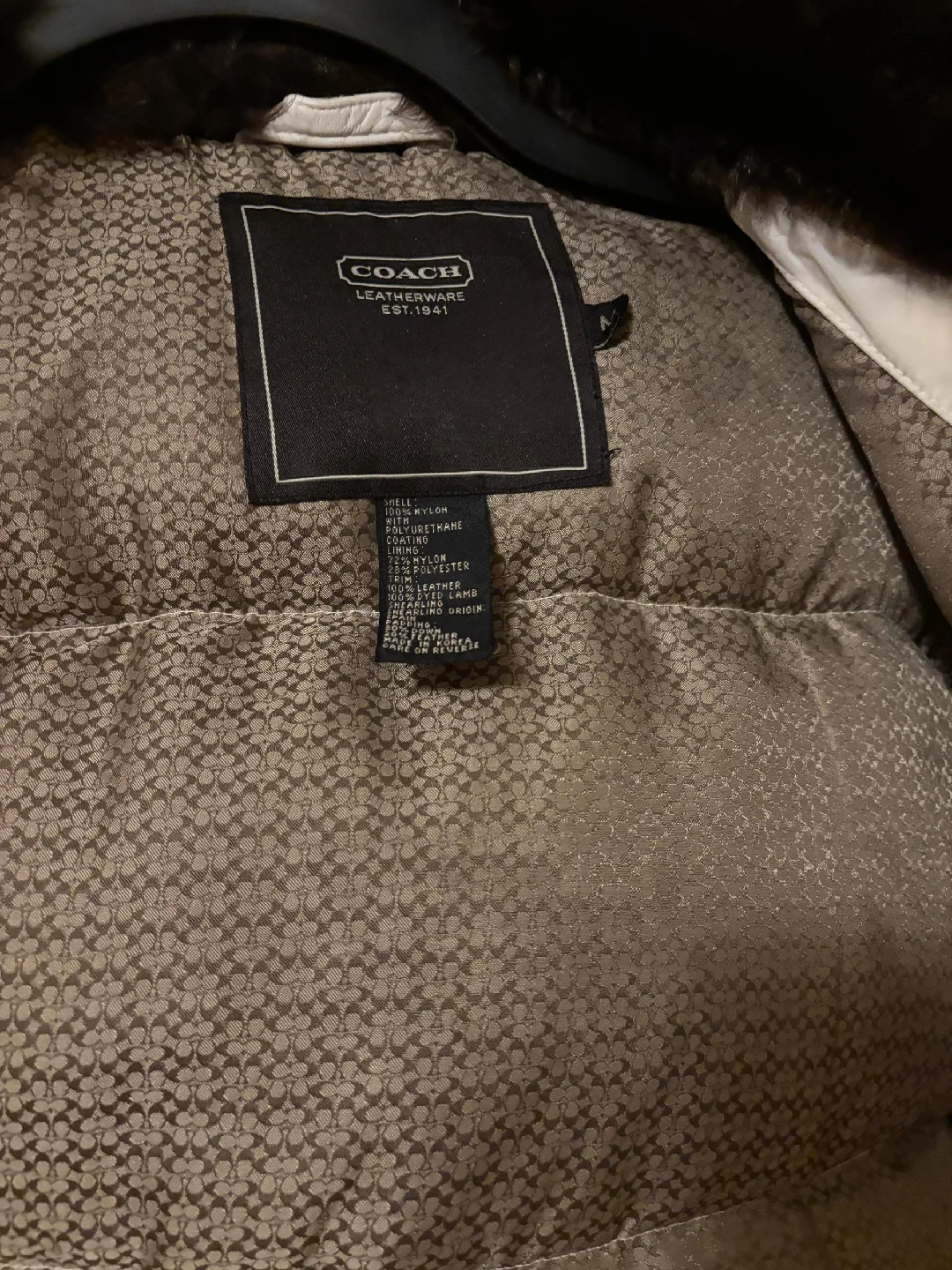 Coach White Puffer Jacket with Fur Collar image indicator(2)