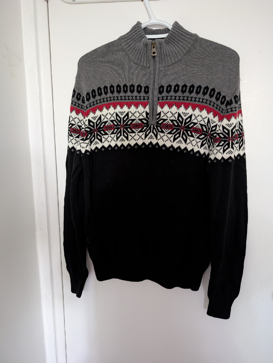 Quarter Zip Sweater - Black, Grey, Red, White