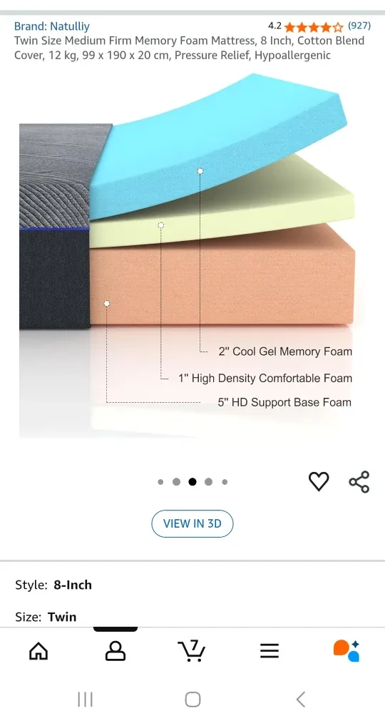 MUST GO ASAP!!! Natulily Twin Size 8-Inch Memory Foam Mattress image indicator(2)