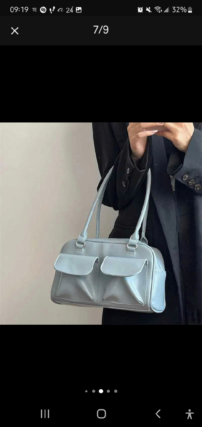 Blue Shoulder Bag with Pockets - photo 2
