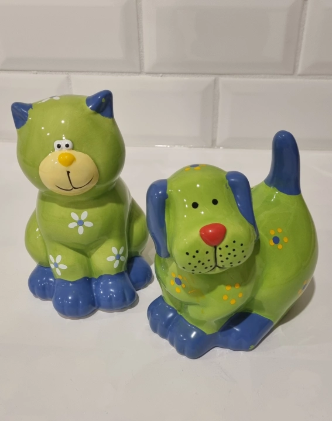 Kids gift! 2 piggy Banks, Ceramic Dog & Cat - photo 2