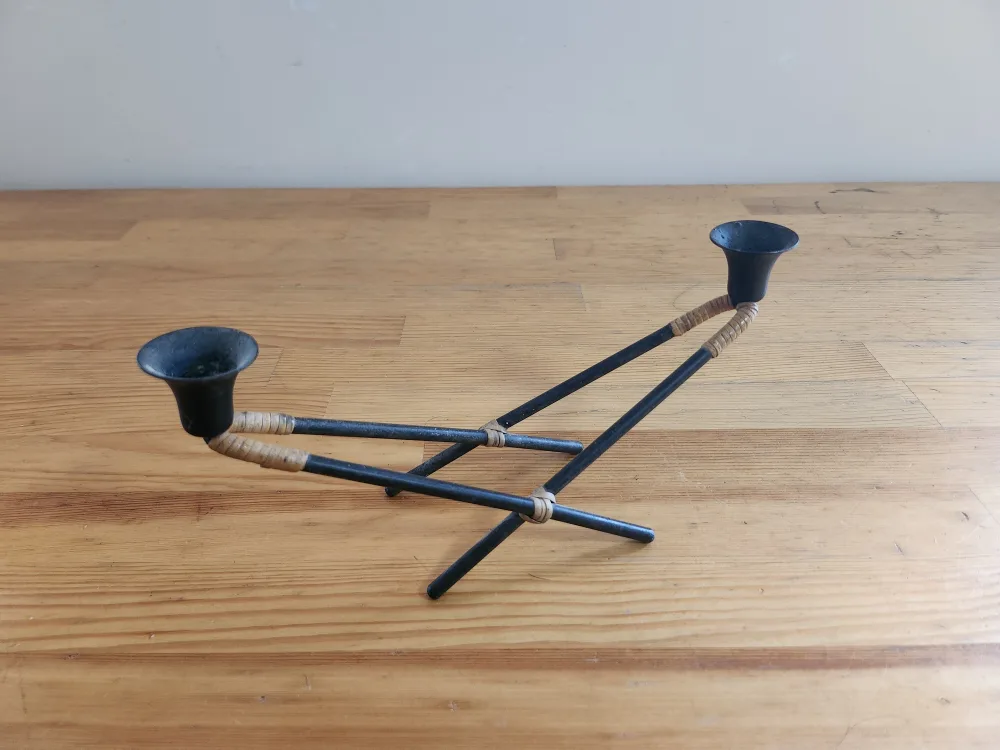 Vintage Danish Metal Cane Candleholder by Laurids Lonborg 1960s image indicator(6)