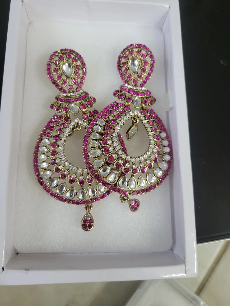Pink & White Dangle Earrings thumbnail