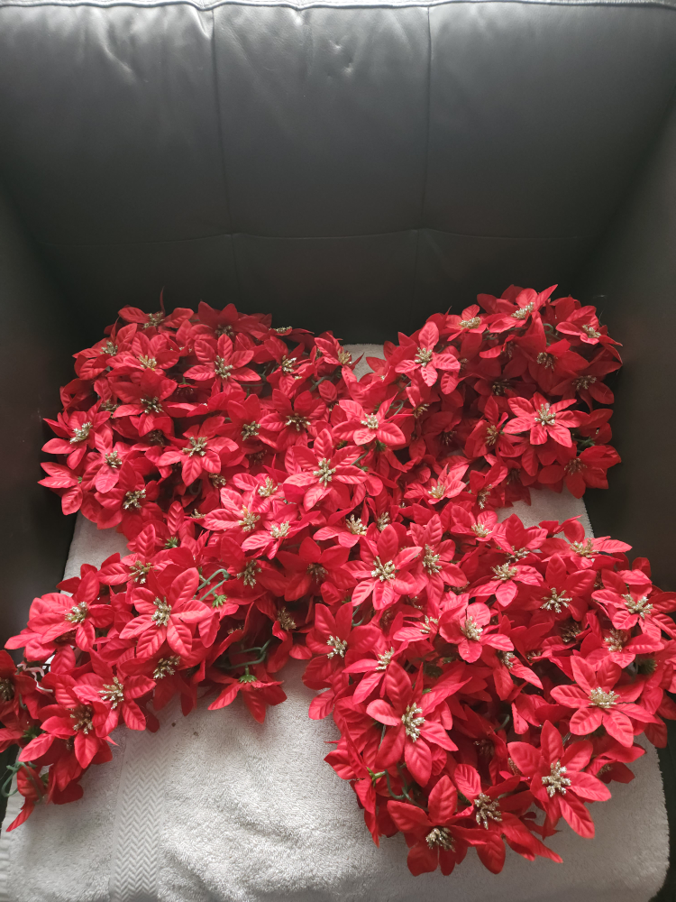 Red Poinsettia Garland - 4 pieces at 5ft 6in each