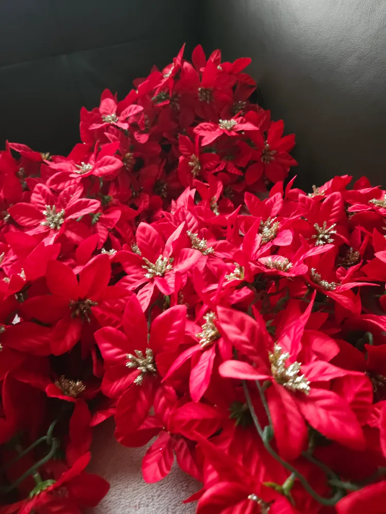 Red Poinsettia Garland - 4 pieces at 5ft 6in each image indicator(3)