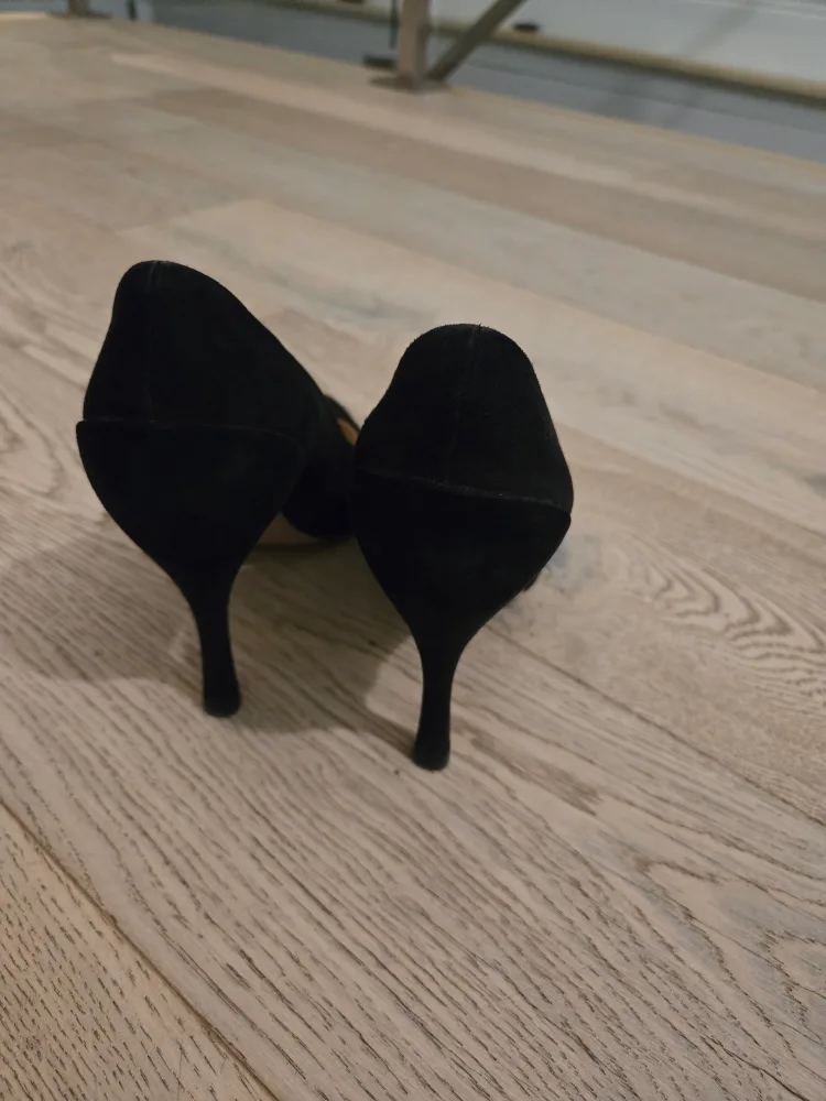 Prada Black Suede Heels - Size 38.5 image indicator(3)