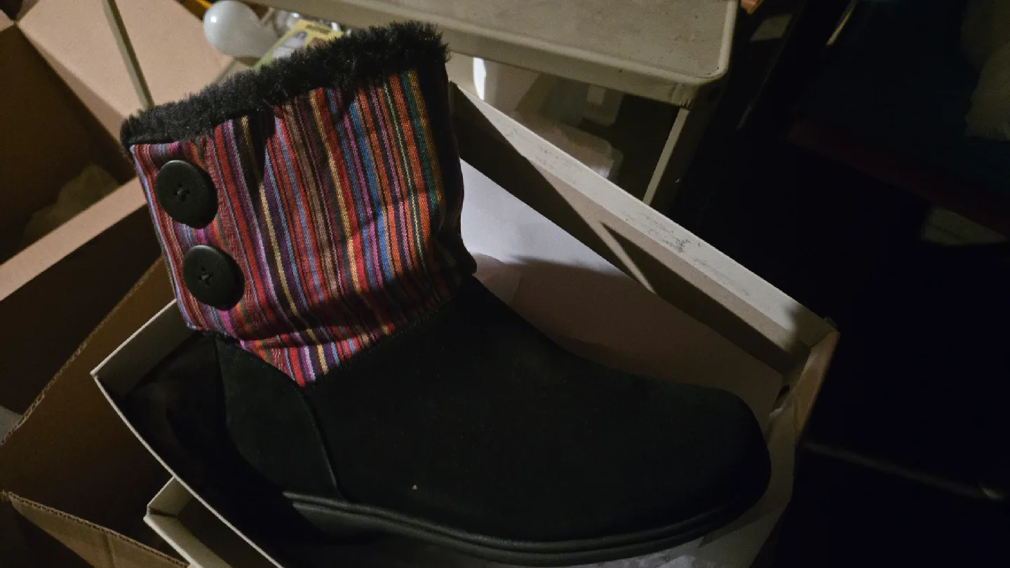 Black Ankle Boot with Colorful Pattern