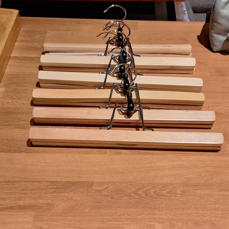 Wooden Pant Hangers with Clips (Set of 6) thumbnail