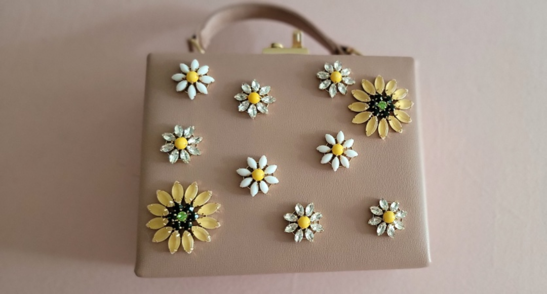 Floral Embellished Top Handle Box Bag