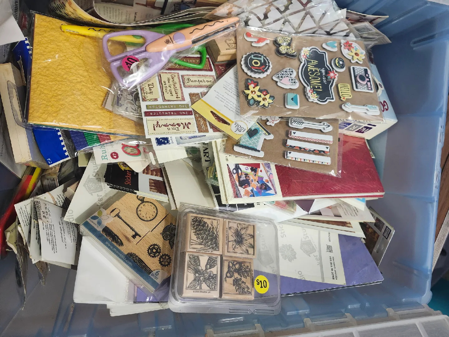 Craft Supplies Lot - Stickers, Stamps, Paper, Embellishments image indicator(5)