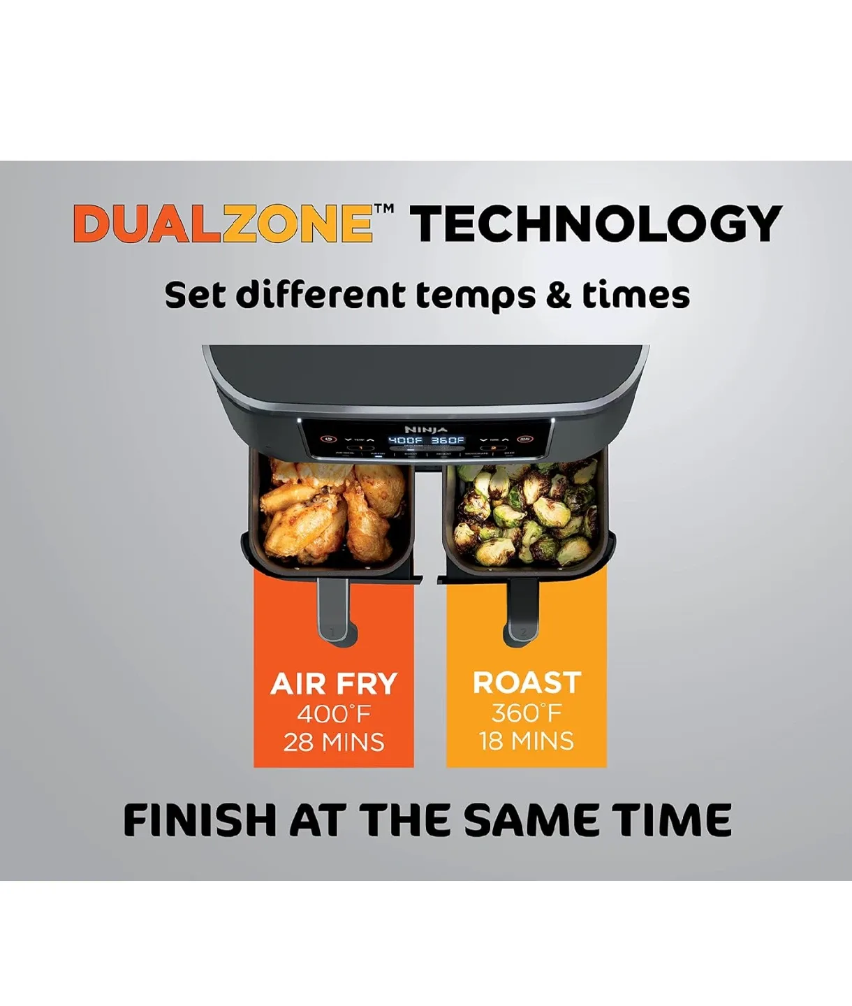 Ninja Foodi 6-in-1  (7.6L) 2-Basket Air Fryer DualZone image indicator(2)