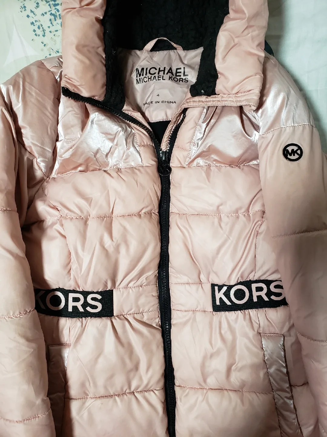Michael Kors Blush Pink Belted Hood Winter Jacket Size 4 image indicator(2)