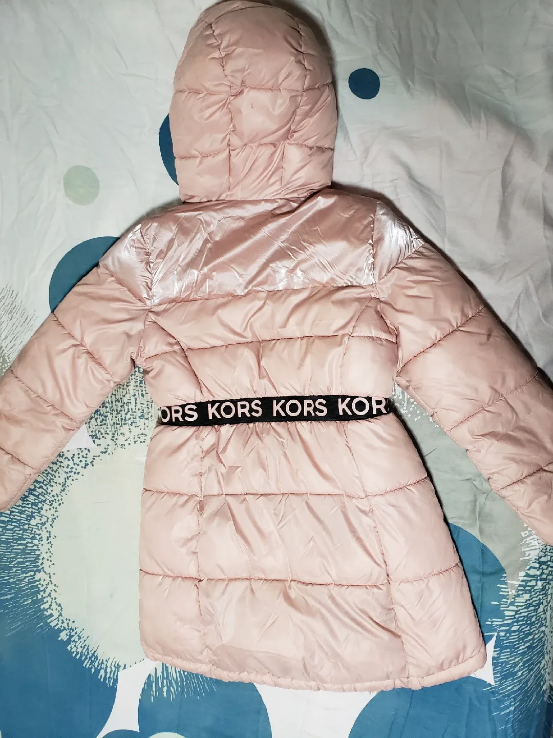 Michael Kors Blush Pink Belted Hood Winter Jacket Size 4 image indicator(3)