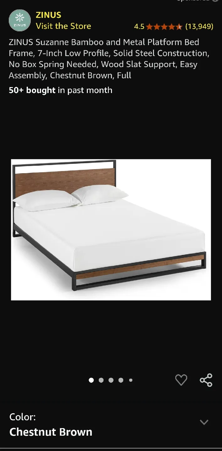Zinus Suzanne Full Bed Frame - Chestnut Brown thumbnail